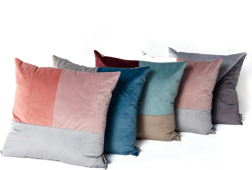 Poduszka Patchwork kwadratowa pink grey lilac