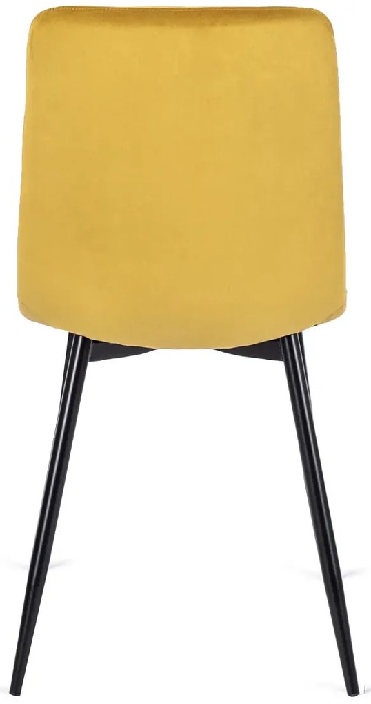 Musztardowe pikowane welurowe krzesło W2-P77