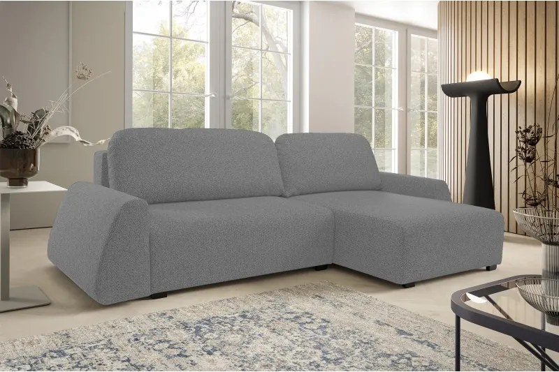 Narożnik ALMI Prawostronny z funkcją spania, wolnostojący tkanina EXCITE ME 05 Srebrny