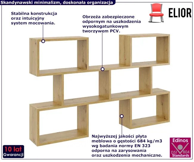 Skandynawska półka na książki w kolorze dąb artisan Edro 4X