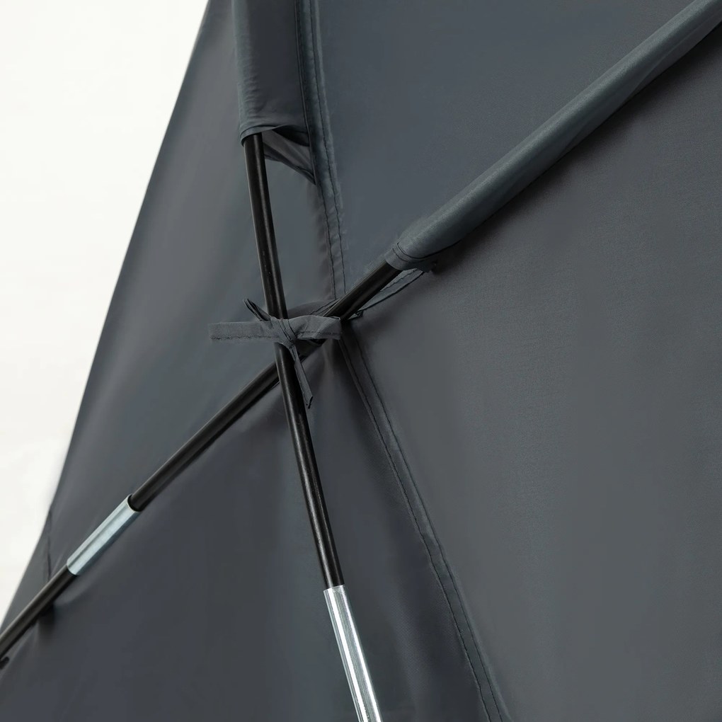 Outsunny łóżko kempingowe 1 osoba z materacem dmuchanym, kopułowy, szary 200x86x147 cm | Aosom PL