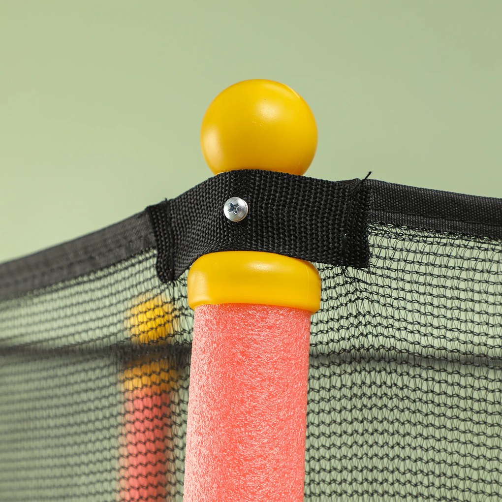 HOMCOM Trampolina dla dzieci, Ø163 cm, z siatką bezpieczeństwa, do użytku wewnątrz i na zewnątrz, do 50 kg, Stal, Plastik, Czerwona