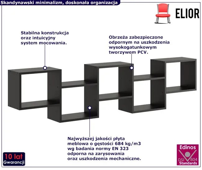 Czarna minimalistyczna półka ścienna H1-T03