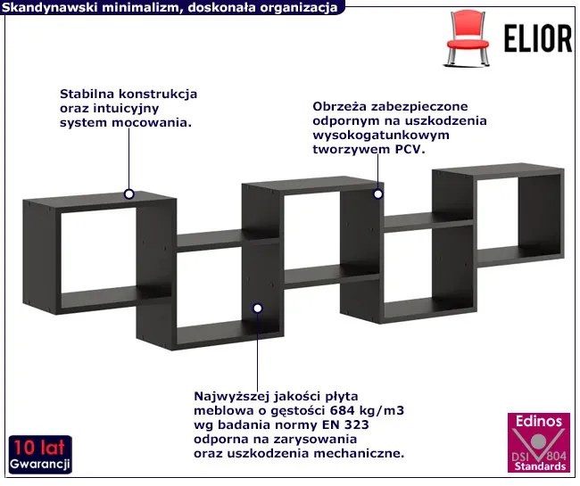 Czarna minimalistyczna półka ścienna Ikrov 4X
