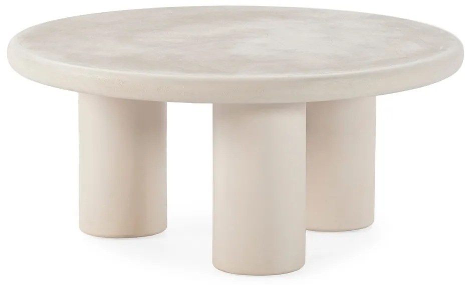 Kremowy okrągły stolik w dekorze kamienia ø 80 cm Iriel – MOME