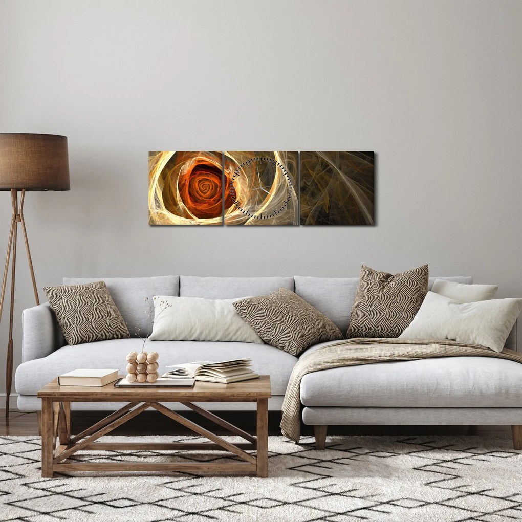 Obraz - Róża w artystycznym duchu (z zegarem) (90x30 cm)