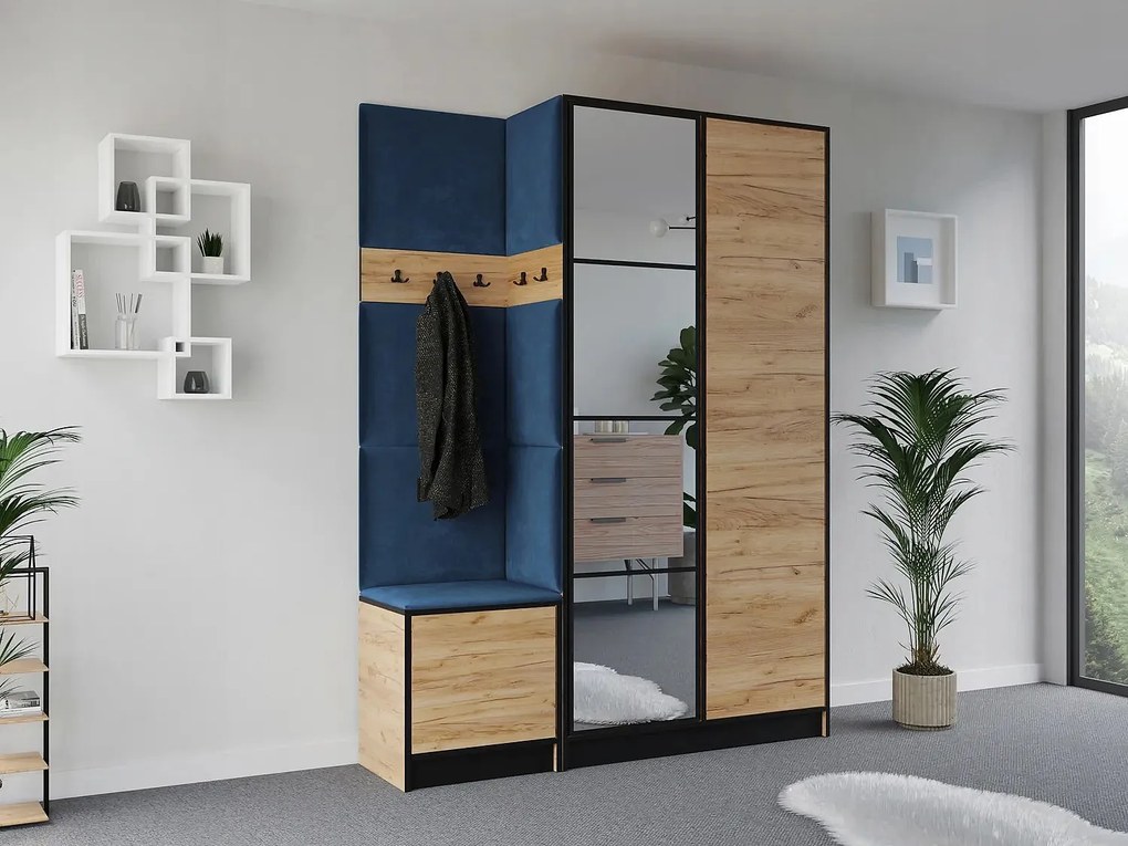 Garderoba EDEN 13 Dąb Craft Złoty + Niebieski