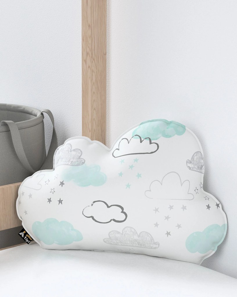 Poduszka Soft Cloud kolor biały tkanina wzorzysta