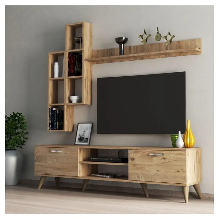 Zestaw pod TV w dekorze sosny 180x48 cm Veronica – Kalune Design