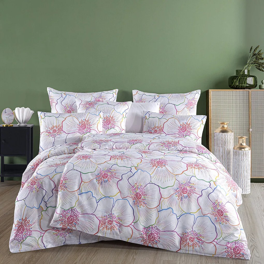 BedTex Pościel satynowa Bloom, 135 x 200 cm, 80 x 80 cm, 135 x 200 cm, 80 x 80 cm