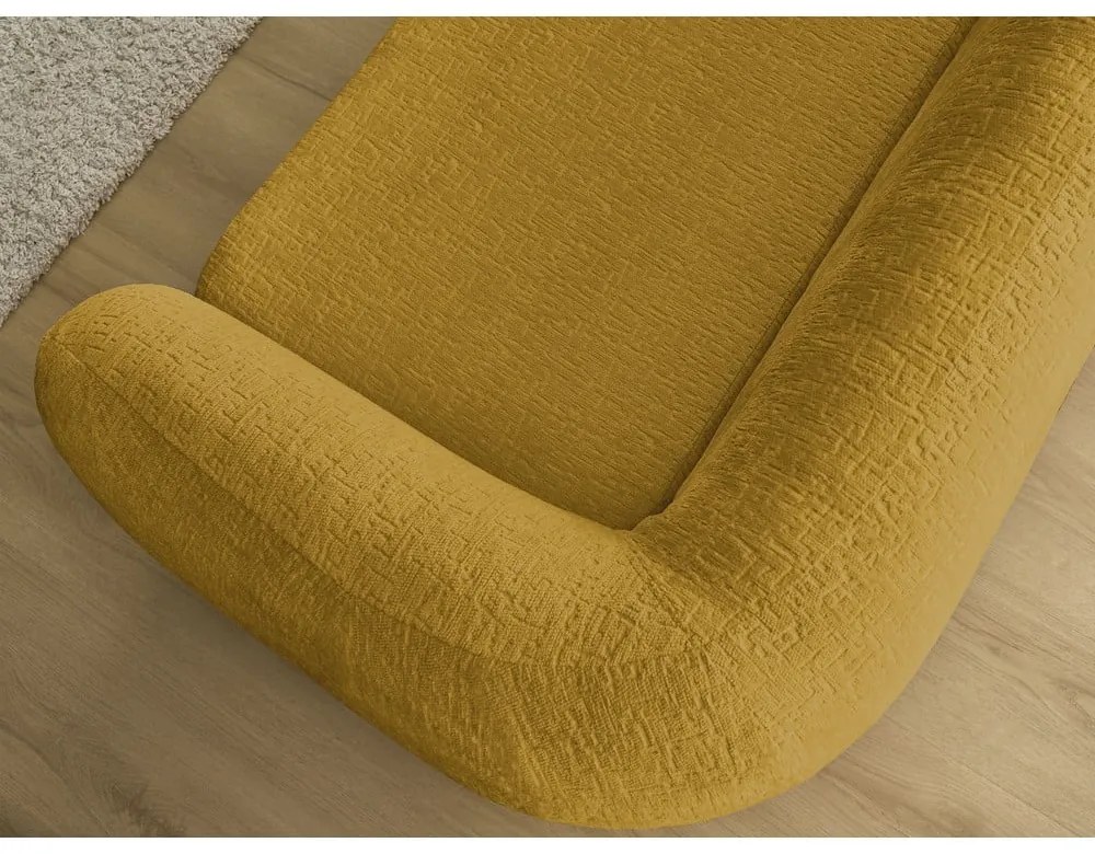 Musztardowa rozkładana sofa z tkaniny szenilowej 228 cm Neyo – Bobochic Paris