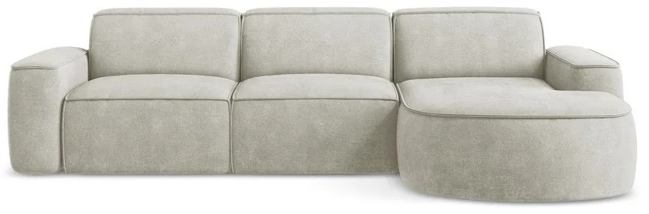 Kremowy narożnik z tkaniny szenilowej (prawostronny/z szezlongiem) Omao – Makamii