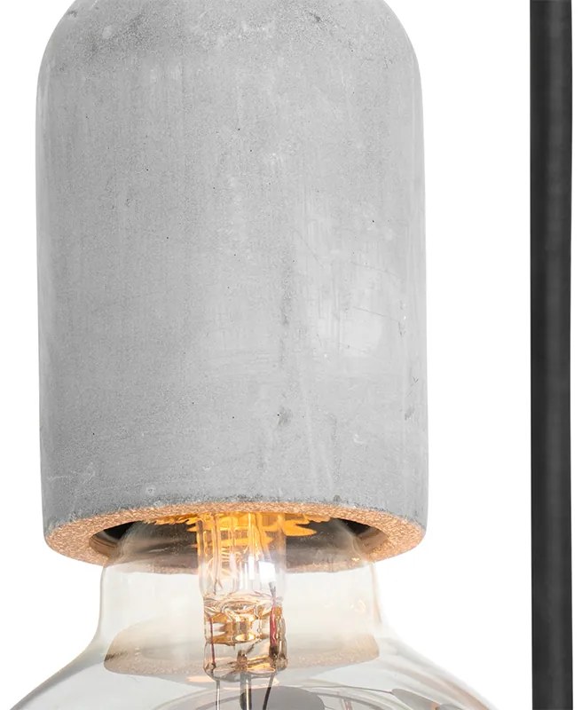 Industrialna lampa wisząca czarna z betonowym kloszem okrągłym 5-świateł - PedraPrzemysłowy Oswietlenie wewnetrzne