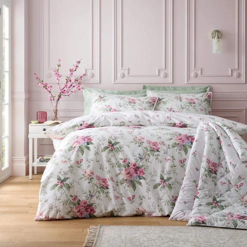 Kremowa pościel dwuosobowa 230x220 cm Bridgerton Penelope Floral – Catherine Lansfield