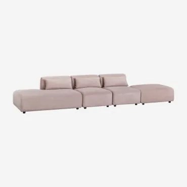 3-częściowa Sofa Modułowa Z Lewym Szezlongiem I Pufem Fogler Sztruksu Wino Różowe - Sklum
