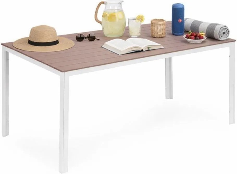 Stół ogrodowy obiadowy Caprila 156x78 cm, kolor biało-beżowy