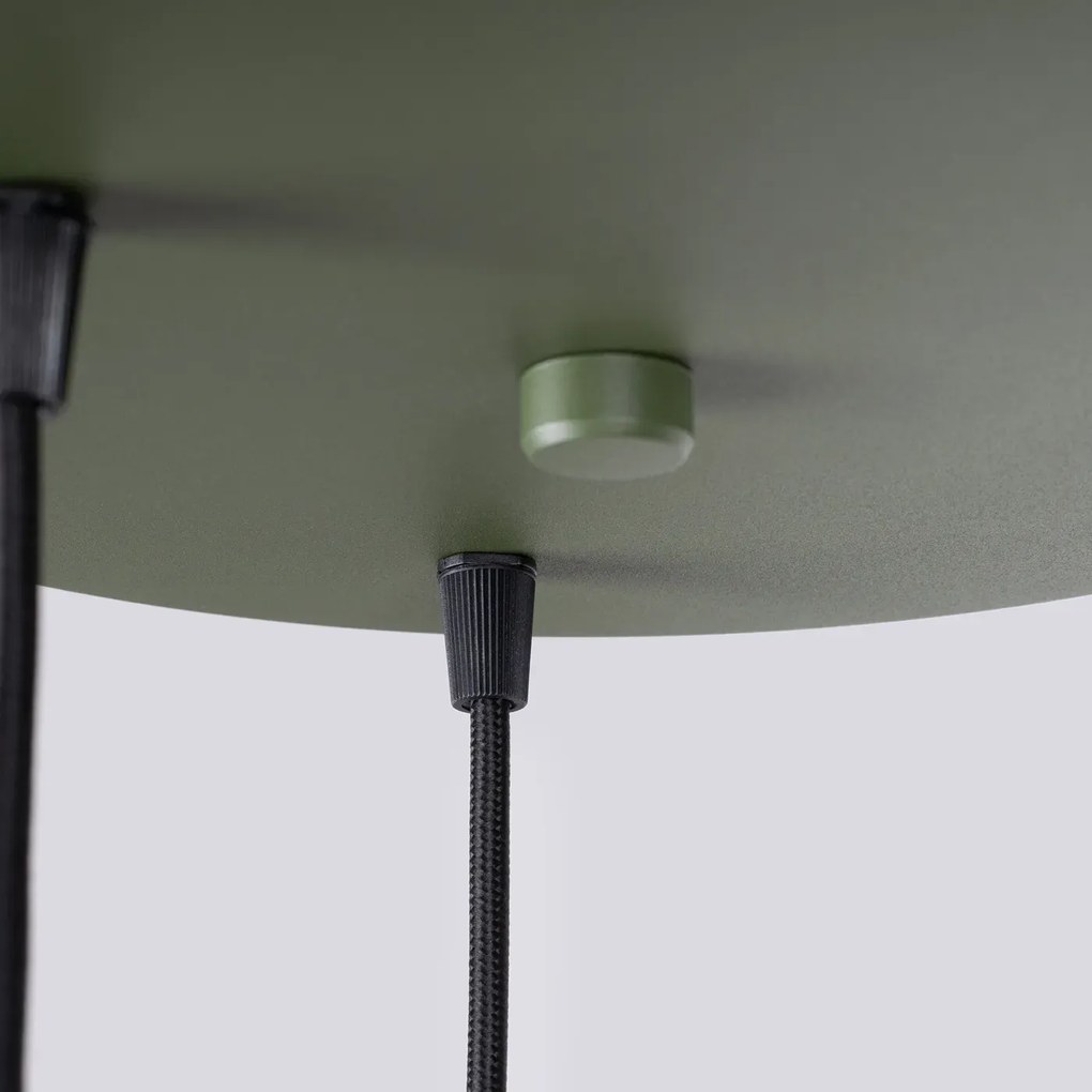 Lampa wisząca HALO 3P zielona oliwka ryflowana SOLLUX  LIGHTING