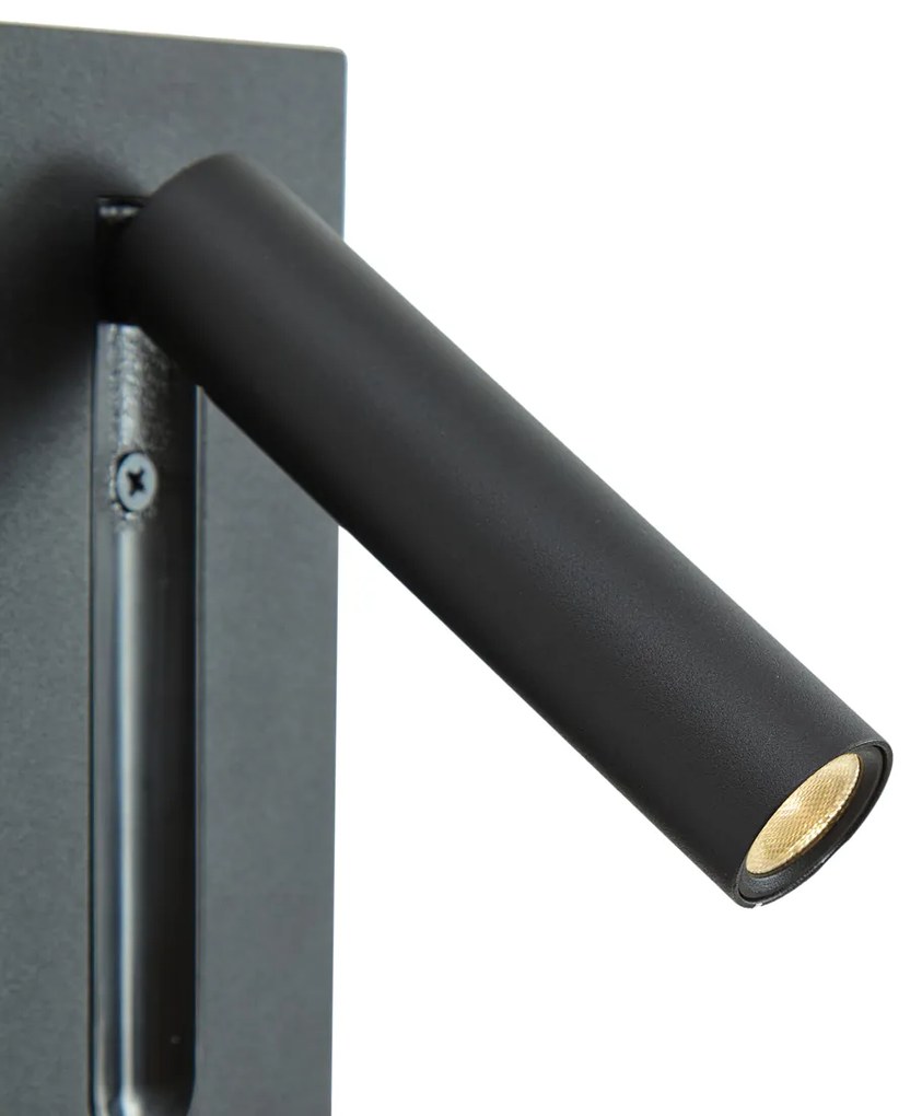 Nowoczesny Kinkiet / Lampa scienna czarny z LED - Plaza Nowoczesny Oswietlenie wewnetrzne