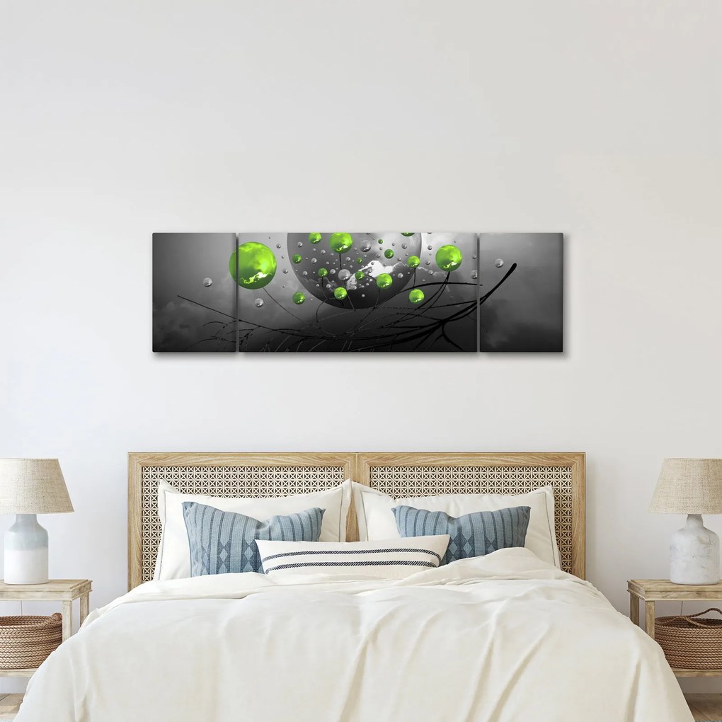 Obraz zielonych abstrakcyjnych kul (170x50 cm)