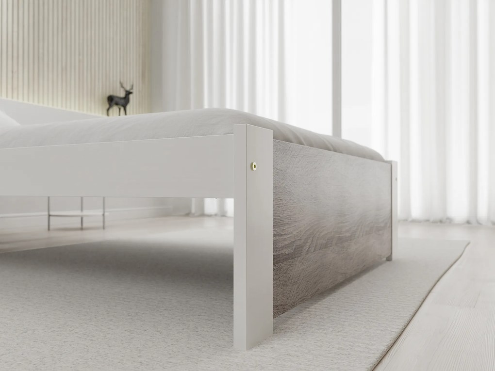 Łóżko IKAROS 90 x 200 cm, biały/dąb truflowy Stelaż: Ze stelażem listwowym rolowanym, Materac: Materac Sommera