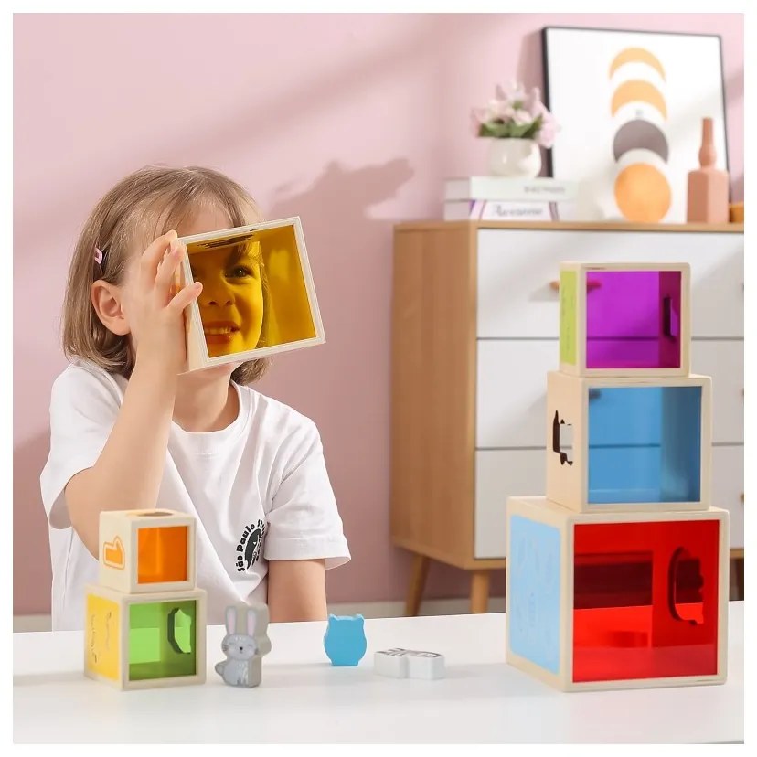Viga drewniana piramidka układanka klocki sorter montessori