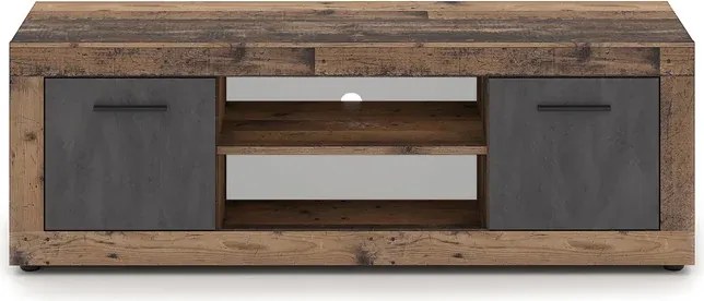 Szafka RTV BLAGO 140 cm Ciemny Dąb/Grafit Dwudrzwiowa do Salonu Loft
