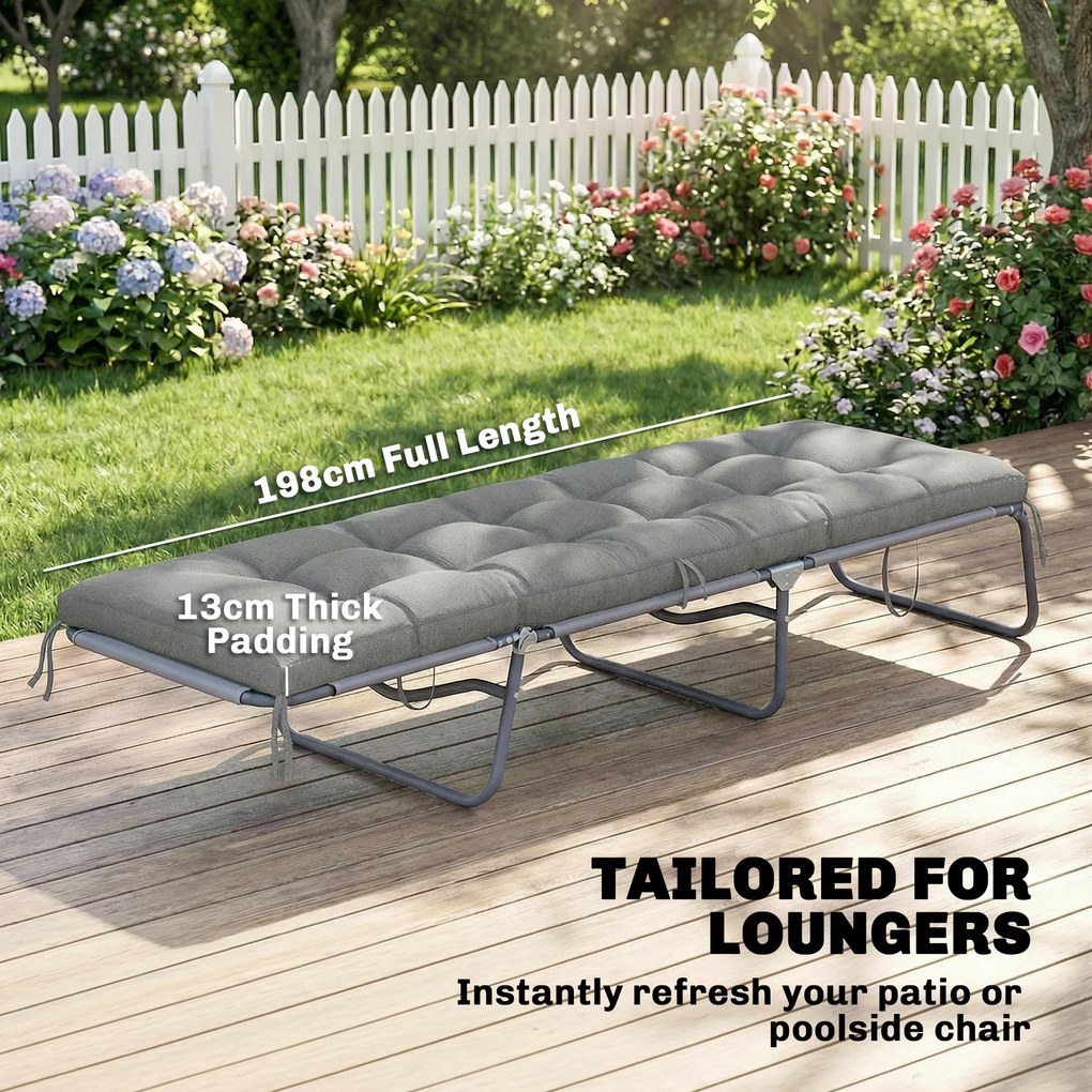 Outsunny Poduszka na Palety Zdejmowana Poduszka z Paskami Mocującymi Ogrodowa 198 x 65 x 13 cm Jasnoszary | Aosom PL