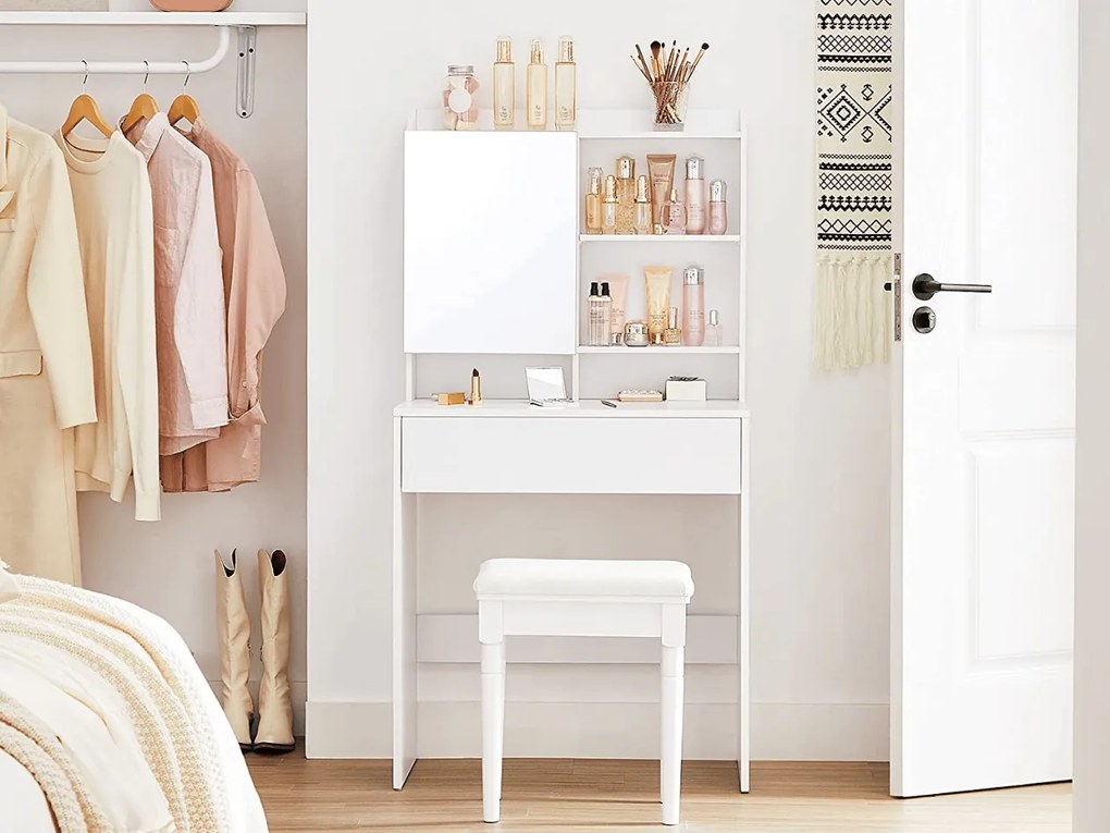 Toaletka z lustrem LUNAVI 70x40 cm, biała