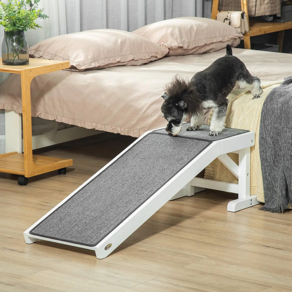 PawHut Rampa dla Zwierząt z Antypoślizgowym Dywanikiem Łatwe Wejście dla Psów i Kotów 125x40x355cm | Aosom PL