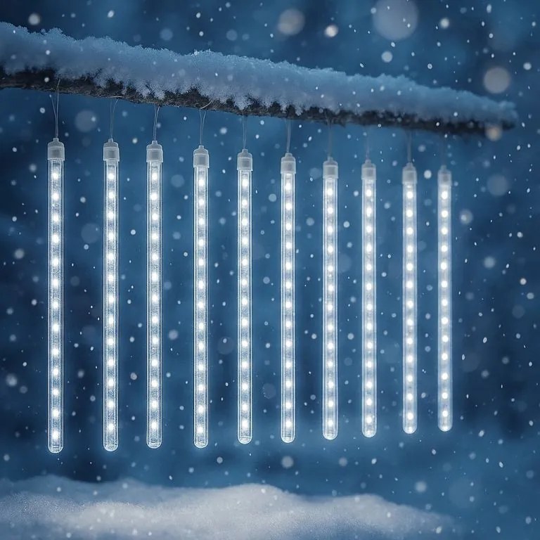 Lampki choinkowe z efektem wodospadu - zimna biel