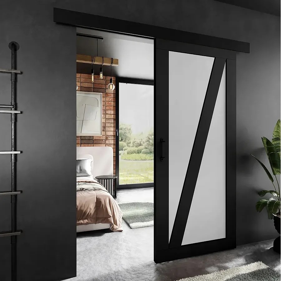 Drzwi przesuwne PALADIO 3 z maskownicą czarny i biały 100