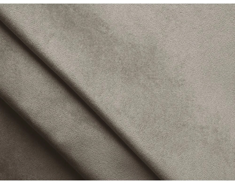 Szarobrązowy aksamitny rozkładany narożnik ze schowkiem (lewostronny/z szezlongiem) Kalena – Makamii