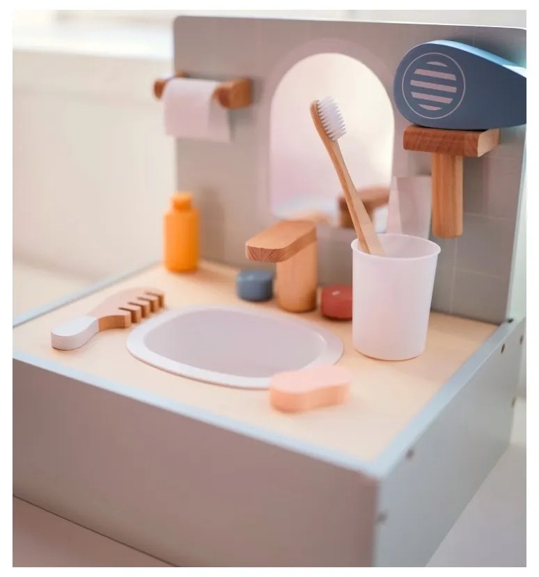 Tooky toy toilet bathroom toaleta drewniana łazienka z akcesoriami