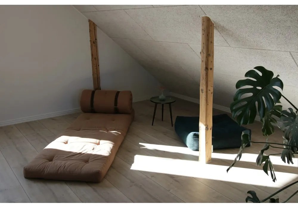 Rozkładany fotel z jasnobeżowym obiciem Karup Design Buckle Up Natural