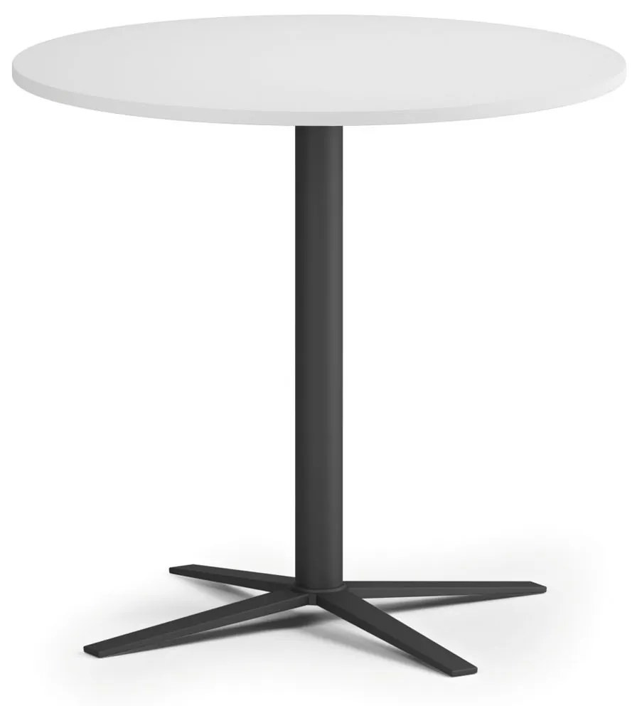 Stolik kawowy AURA, średnica 80 cm, czarna podstawa, biały