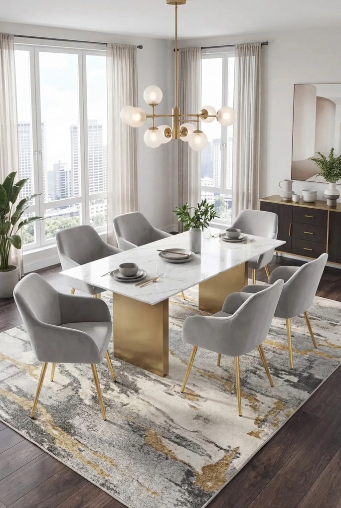 Zestaw 4 szarych krzeseł tapicerowanych welurem E6-H32