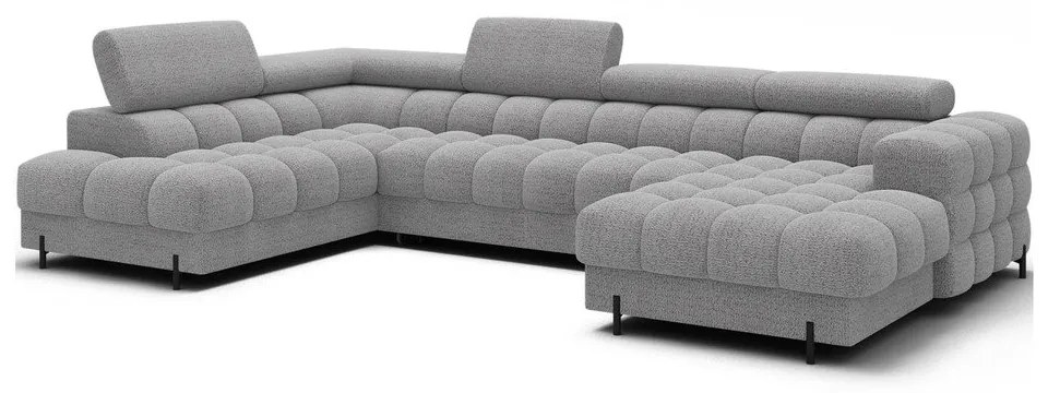 Szary rozkładany narożnik z materiału bouclé (lewostronny/w kształcie litery U) Feraria – ELTAP