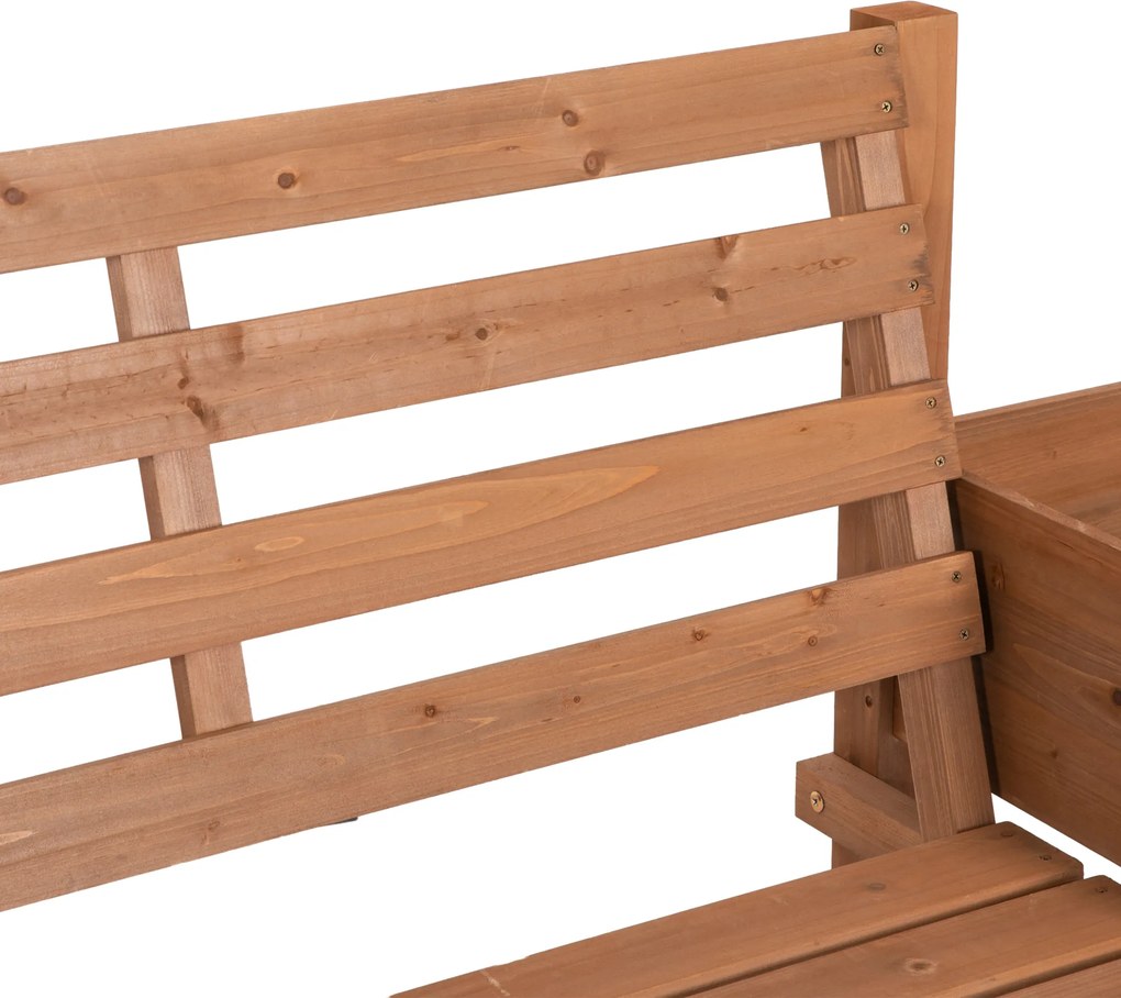 Outsunny Ławka Ogrodowa, Ławka, z Donicami na Kwiaty, Drewno, 184 cm x 59 cm x 95 cm, Brązowy