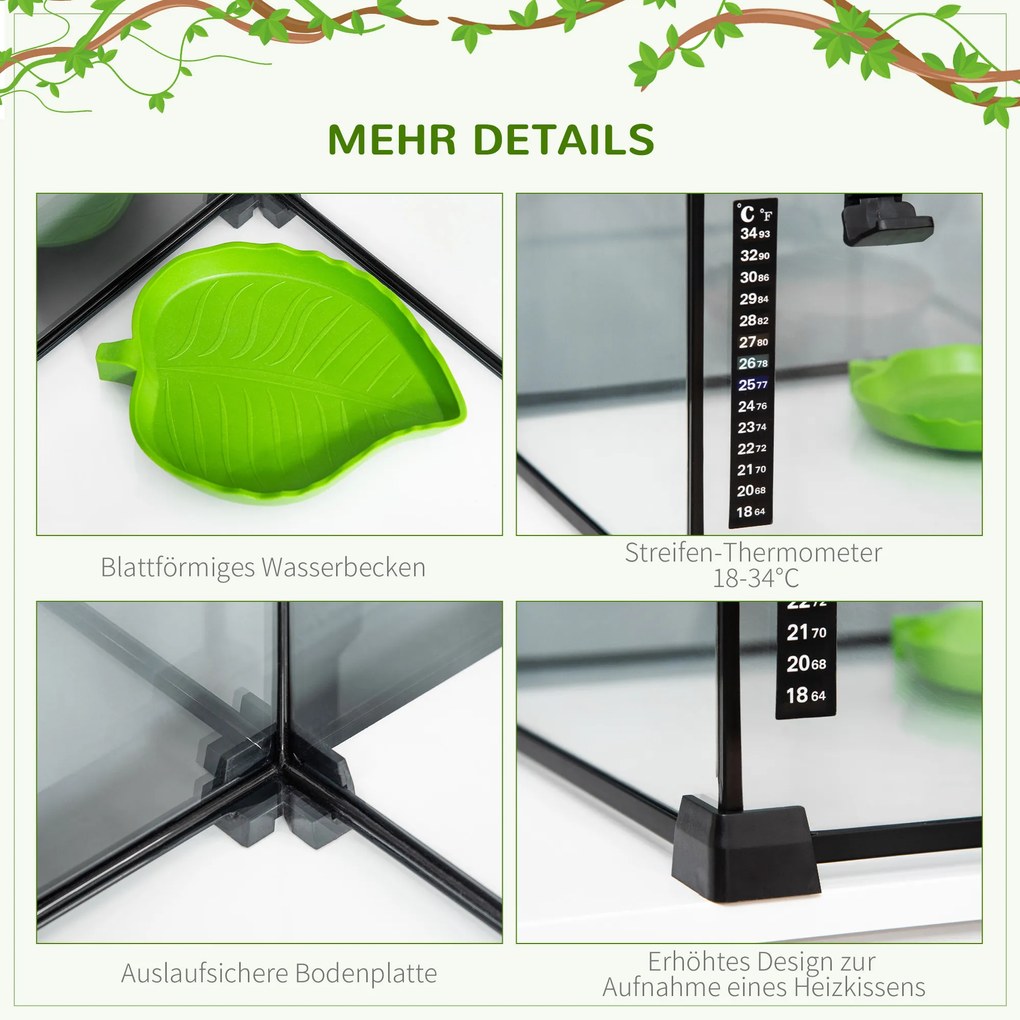 Terrarium PawHut dla gadów 50 cm x 30 cm x 35 cm