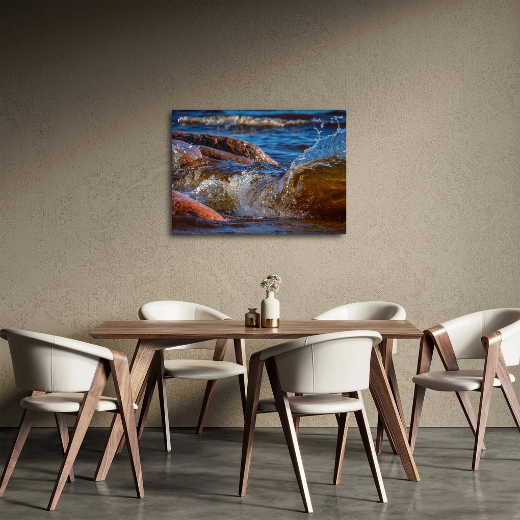Szczegółowy obraz - woda między kamieniami (70x50 cm)