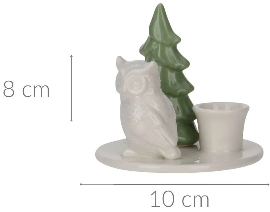 Świecznik ceramiczny z choinką, 8 cm