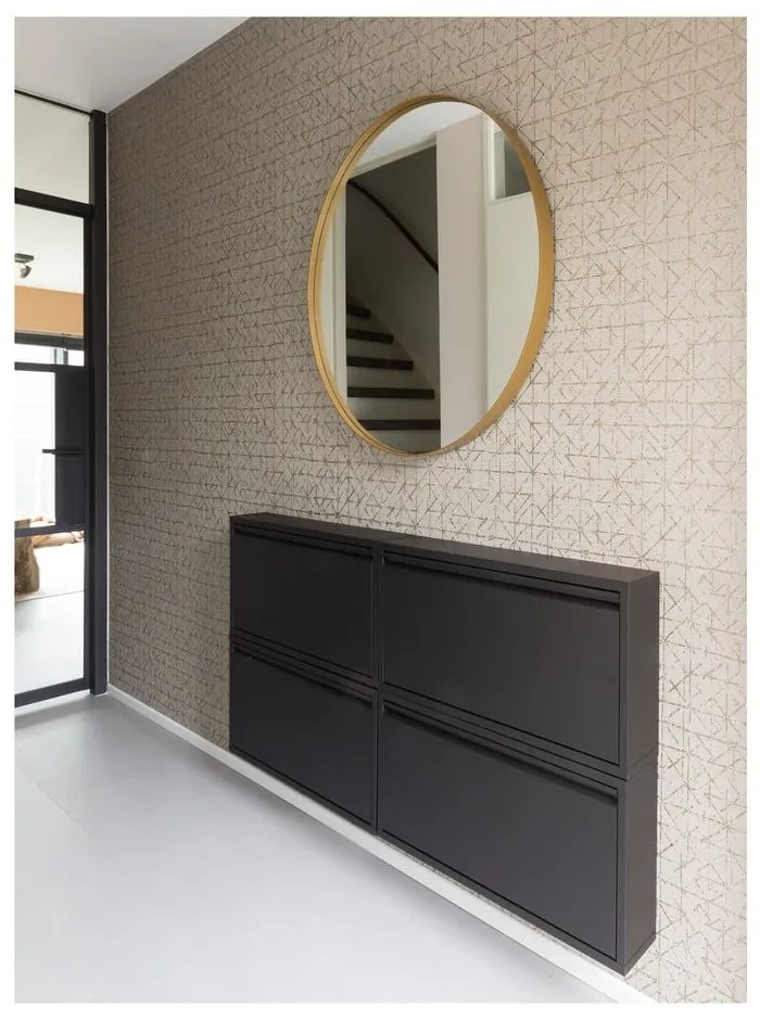 Czarna metalowa uchylna szafka na buty 75x37,5x12,5 cm Billy – Spinder Design