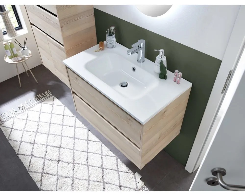 Biała umywalka bez baterii z kompozytu mineralnego 2x46 cm Quickset 393 – Pelipal