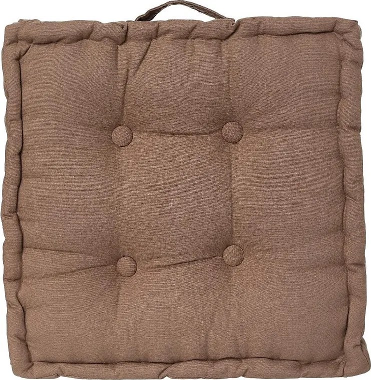 Poduszka Podłogowa z Bawełny Taupe 40 x 40 cm z Guzikami i Uchwytem