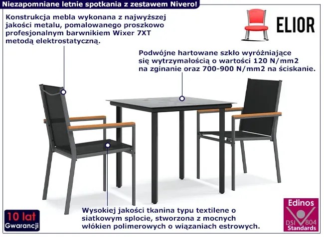 Zestaw mebli ogrodowych z metalowym stelażem - Getti