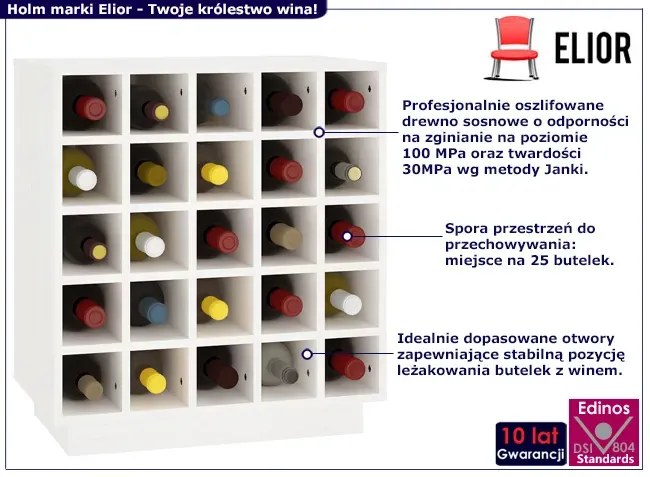 Biała sosnowa szafka na wino E6-G95