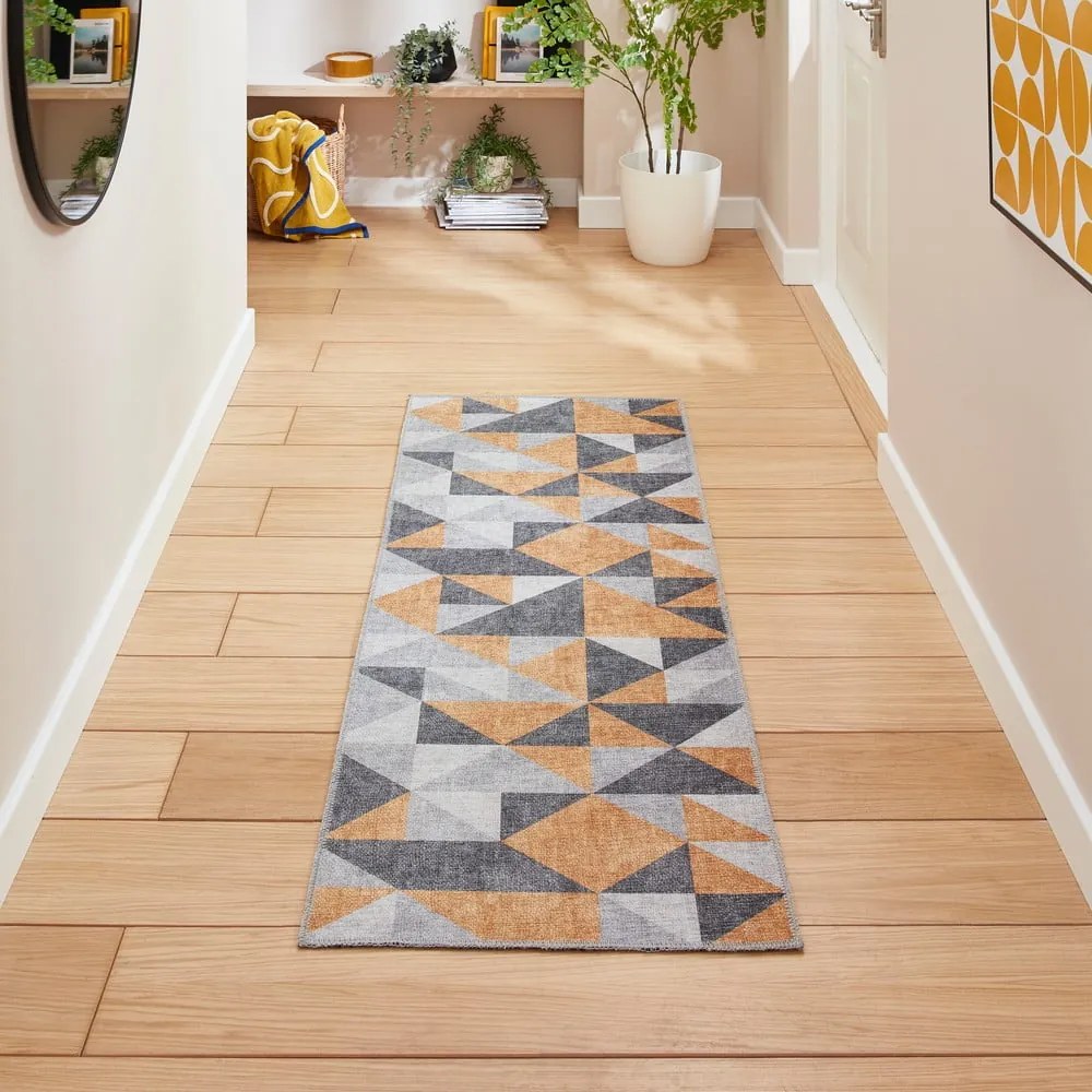 Szaro-żółty chodnik odpowiedni do prania 61x170 cm Coral Yellow&amp;Grey – Think Rugs