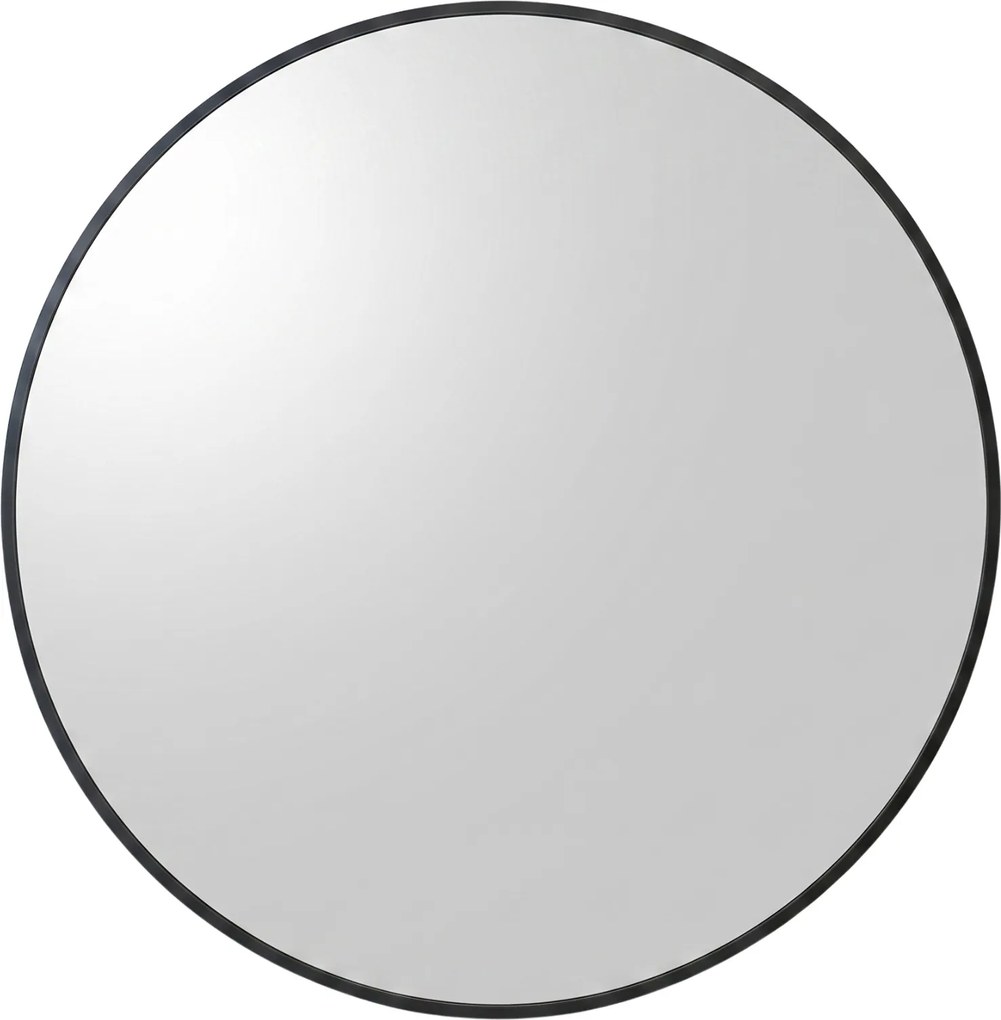 Okrągłe lustro ścienne w metalowej ramie, Ø 70 cm, czarne