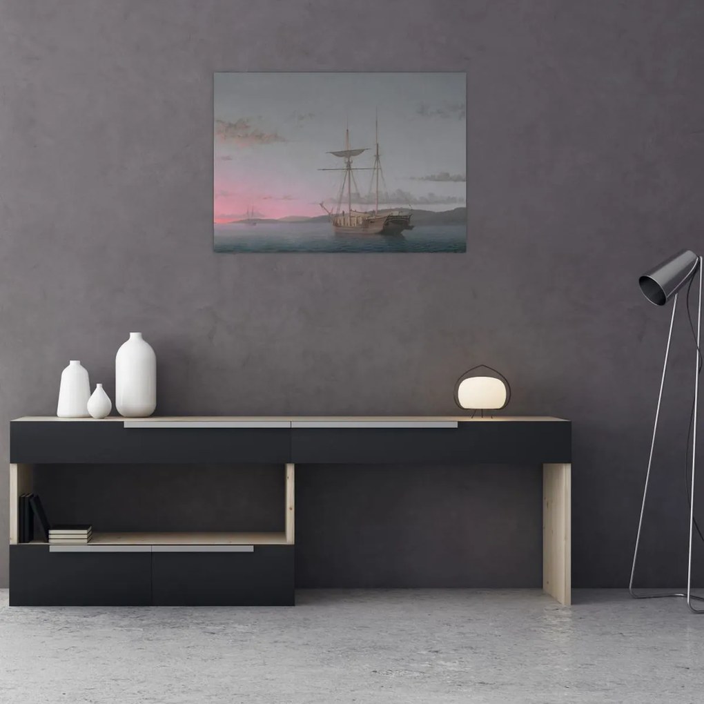 Obraz - Fitz Henry Lane, Lumber Schooners at Evening on Penobscot Bay, reprodukcje (70x50 cm)