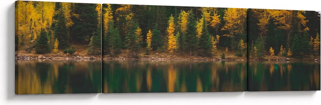 Obraz leśnego jeziora (170x50 cm)